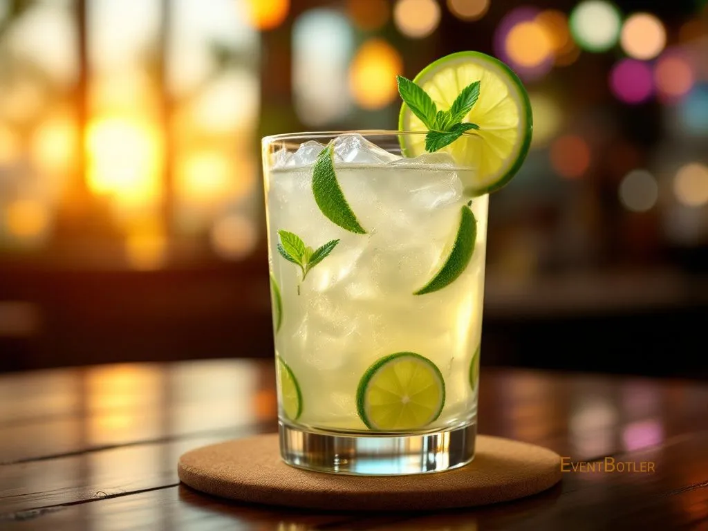 A refreshing Brazilian cocktail, with cachaça, lime and sugar, perfect for a tropical atmosphere.